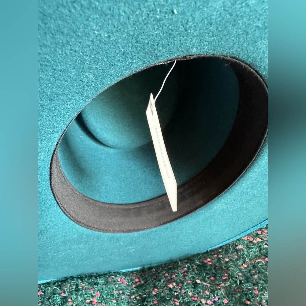 ‼️RARE‼️🎸WYETH🎸🔥NWT🔥Teal Wide Brim Hat with Black Band - Picture 15 of 16